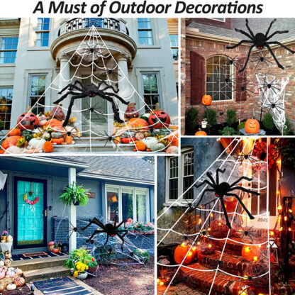 Giant Spider Web Halloween Decoration 5m With 20pcs Spiders And Large Spider - Image 6