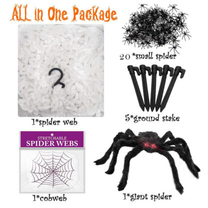 Giant Spider Web Halloween Decoration 5m With 20pcs Spiders And Large Spider - Image 7