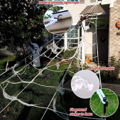 Giant Spider Web Halloween Decoration 5m With 20pcs Spiders And Large Spider - Image 8