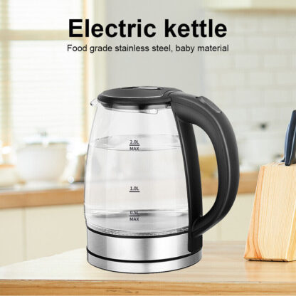 2L Electric Kettle Glass 360 Blue LED Illuminated Portable Jug Protection 1800W - Image 5