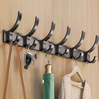 Hooks Aluminum Coat Clothes Door 4-6 Holder Rack Key Hooks Wall Mounted Hanger - Image 3
