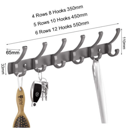 Hooks Aluminum Coat Clothes Door 4-6 Holder Rack Key Hooks Wall Mounted Hanger - Image 4