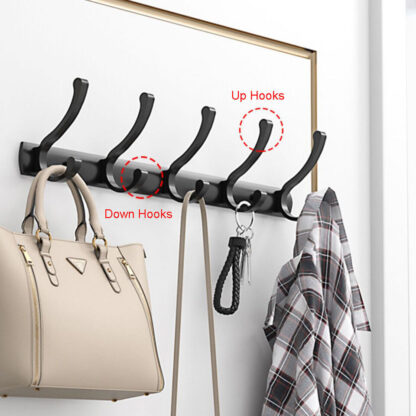 Hooks Aluminum Coat Clothes Door 4-6 Holder Rack Key Hooks Wall Mounted Hanger - Image 5