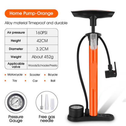 Heavy Duty Floor Standing Bike Cycle Bicycle Tyre Hand Air Mini With Gauge - Image 3