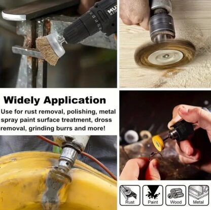 6Pcs 4 Flat Wire Wheel Drill Rotary Brush Paint Rust Removal 1-4 Shank UK - Image 6