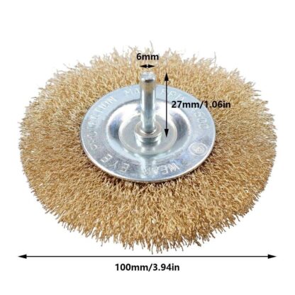 6Pcs 4 Flat Wire Wheel Drill Rotary Brush Paint Rust Removal 1-4 Shank UK - Image 10