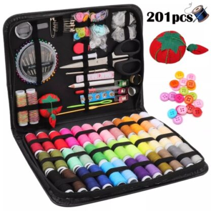 201X Large Portable Sewing Kit Home Travel Case Needles Thread Scissors Set Box - Image 2