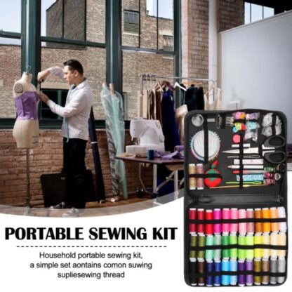 201X Large Portable Sewing Kit Home Travel Case Needles Thread Scissors Set Box - Image 5