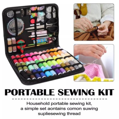 201X Large Portable Sewing Kit Home Travel Case Needles Thread Scissors Set Box - Image 9