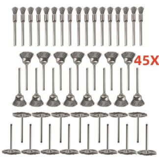 45pcs Wire Cup Brush Set Stainless Steel For Dremel Rotary Tool Accessories