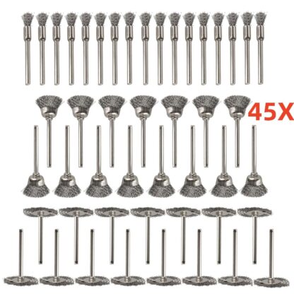 45pcs Wire Cup Brush Set Stainless Steel For Dremel Rotary Tool Accessories