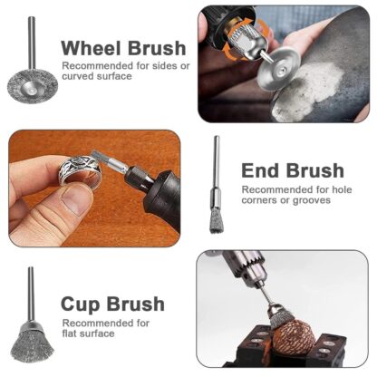 45pcs Wire Cup Brush Set Stainless Steel For Dremel Rotary Tool Accessories - Image 6