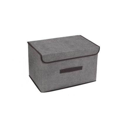 3Pcs Large Foldable Canvas Storage Boxes Folding Fabric Clothes Baskets With Lid - Image 4