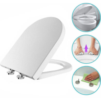 NEW LUXURY BATHROOM SLOW SOFT CLOSE D-SHAPE TOILET SEAT SEATS WC HEAVY DUTY - Image 5
