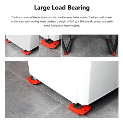 5PCS Move Removal Heavy Furniture Movers Shifter Lifter Slider Wheels Moving Kit - Image 3