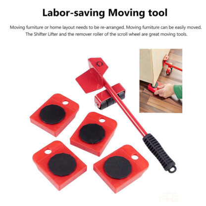 5PCS Move Removal Heavy Furniture Movers Shifter Lifter Slider Wheels Moving Kit - Image 4