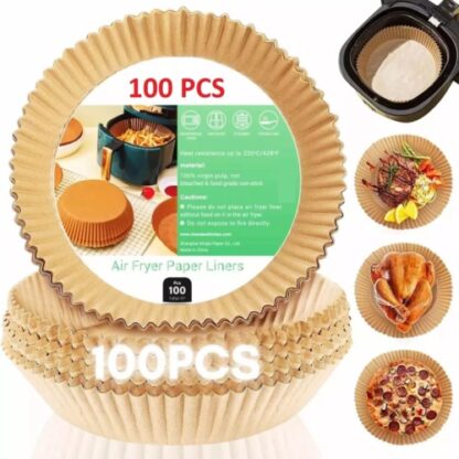 Round Disposable Non-Stick Air Fryer Steamer Paper Liner Parchment Baking - Image 2