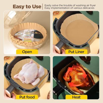 Round Disposable Non-Stick Air Fryer Steamer Paper Liner Parchment Baking - Image 6