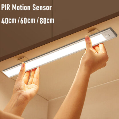 40-60-80cm LED PIR Motion Sensor Strip Light USB Rechargeable Cabinet Closet Lamp - Image 5