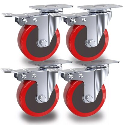 4x 100mm 700KG Heavy Duty Large Rubber Swivel Castor Wheels For Furniture - UK - Image 9
