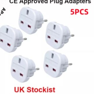 EU Travel Adapter Plug 5 Pack UK To Euro Europe Adaptor 2 Pin Plugs European