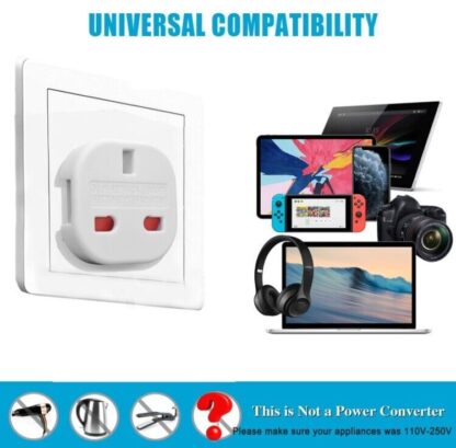 EU Travel Adapter Plug 5 Pack UK To Euro Europe Adaptor 2 Pin Plugs European - Image 2