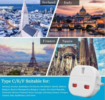EU Travel Adapter Plug 5 Pack UK To Euro Europe Adaptor 2 Pin Plugs European - Image 4