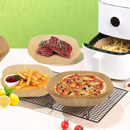 100PCS Air Fryer Liners Disposable Paper 6.3' Non Stick For Roasting Baking UK - Image 6