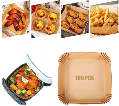 100PCS Air Fryer Liners Disposable Paper 6.3' Non Stick For Roasting Baking UK - Image 9