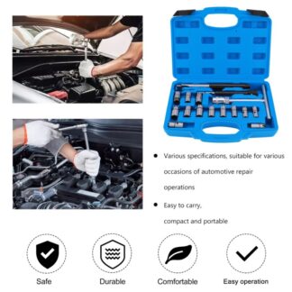17Pcs Universal Injector Seat Cutter Cleaner Tool Carbon Remover Set Kit
