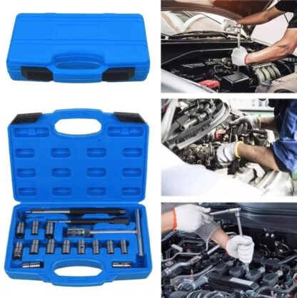 17Pcs Universal Injector Seat Cutter Cleaner Tool Carbon Remover Set Kit - Image 3