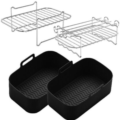 Air Fryer Rack And Grill Rack 8PCS Steel Griller Double Basket Accessories - Image 2