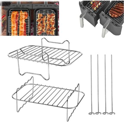Air Fryer Rack And Grill Rack 8PCS Steel Griller Double Basket Accessories - Image 4