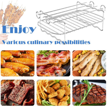 Air Fryer Rack And Grill Rack 8PCS Steel Griller Double Basket Accessories - Image 6