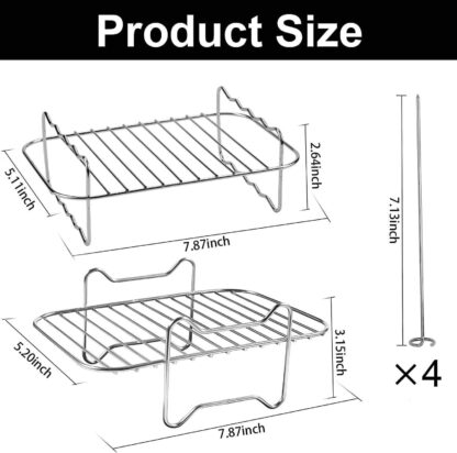 Air Fryer Rack And Grill Rack 8PCS Steel Griller Double Basket Accessories - Image 9