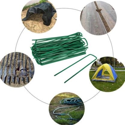 50 PCS Garden Pegs Pins Ground Stakes Staples Spikes U Shaped Landscape Securing - Image 3
