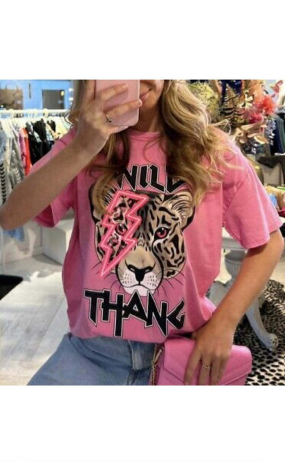 Ladies Oversized Tiger Lightning Wild Thang Short Sleeves T Shirt Top - Image 9