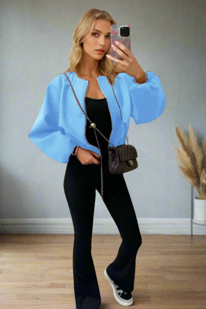 Stylish Zip Up Bomber Jacket - Image 5