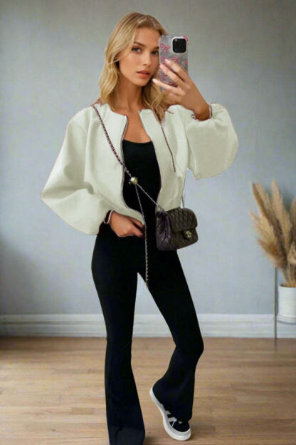 Stylish Zip Up Bomber Jacket - Image 9