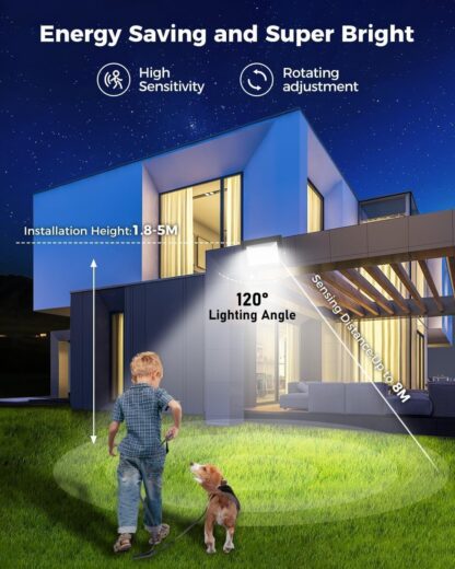 Outdoor Garden Floodlight With Sensor LED PIR Motion Security Lights Waterproof - Image 3
