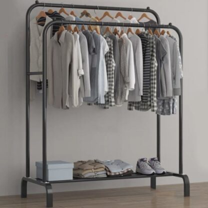 Heavy Duty Double Clothes Rail Hanging Rack Garment Display Stand Shoes Storage - Image 3