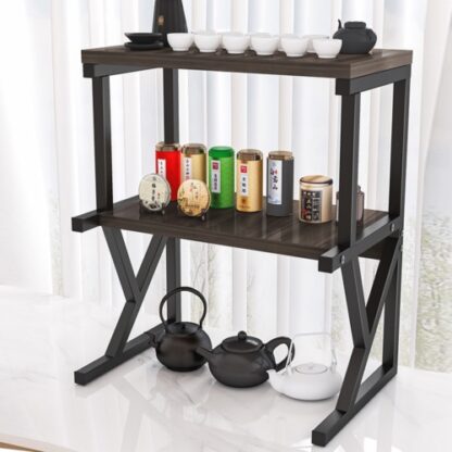 2 3 Tier Microwave Oven Rack Stand Storage Holder Kitchen Corner Shelf Black - Image 2