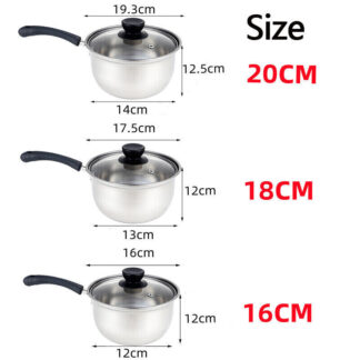 Set Of 3 Induction Non Stick Stainless Steel Cookware Kitchen Glass Lids Pot Pan