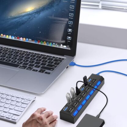 USB HUB 7 Port High Speed 3.0 USB Multi Splitter Desktop PC Laptop Adapter 5Gbps - Image 4