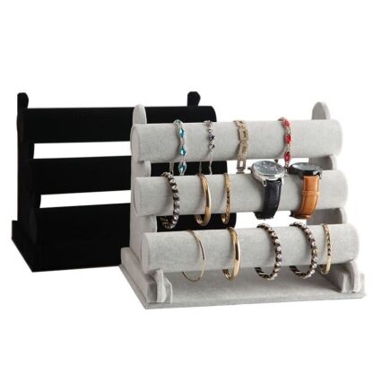 Velvet 3 Tier Jewellery Display Stand Organizer Detachable Bracelet Watch Holder - Image 4