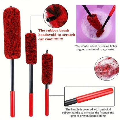 3X Set Wheel Woolies Luxury Super Plush Soft Alloy Wheel Cleaning Brush Kit UK - Image 6