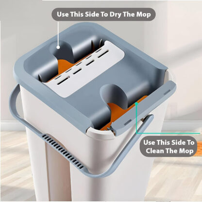 UK Multi Functional Wash  Dry Mop And Bucket Set  Flat Squeeze  10 Pads - Image 3