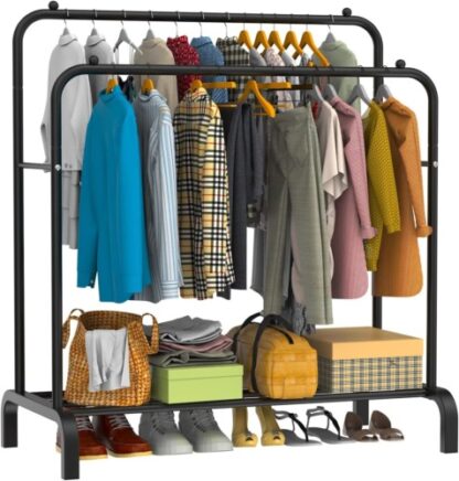 Heavy Duty Double Clothes Rail Hanging Rack Garment Display Stand Shoes Storage - Image 6