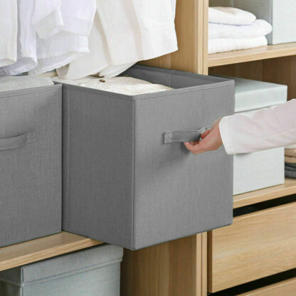 4 Pack Foldable Storage Box Foldable Canvas Drawer Organizer Fabric Cube - Image 5