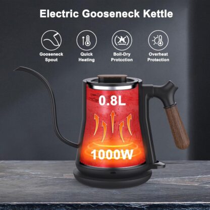 Gooseneck Electric Kettle, Pour Over Coffee Kettle Hot Water Tea Kettle,Stainless Steel Inner With Leak Proof Design,Rapid Heating, Auto Shutoff - Image 6
